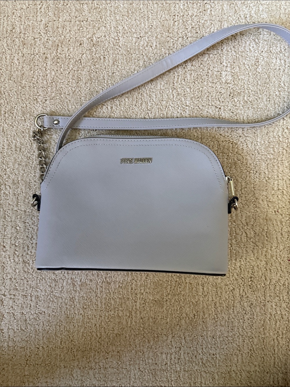 Steve Madden Pale Gray Crossbody Bag with Gold Accent